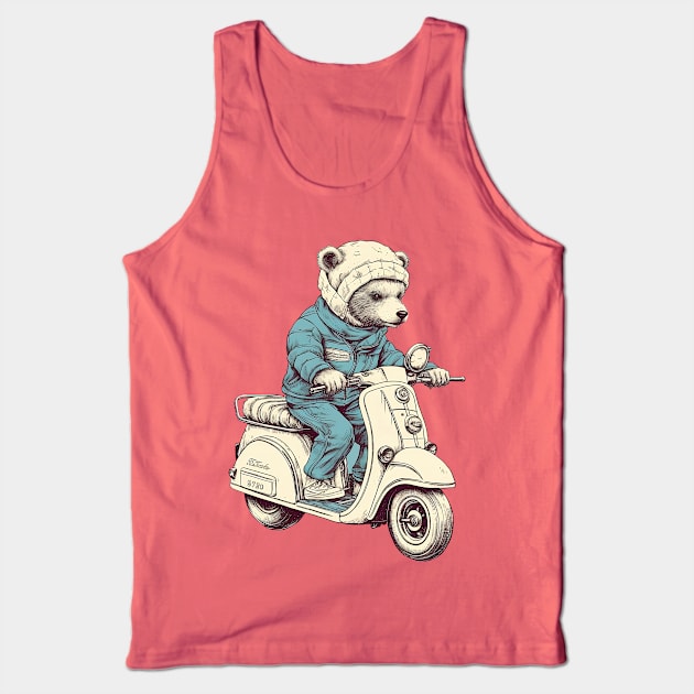 A cute teddy bear riding scooter bike Tank Top by AestheticsArt81